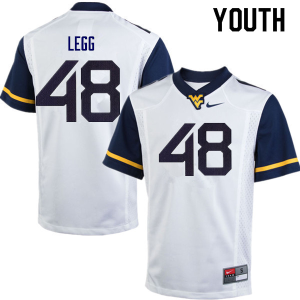 Youth #48 Casey Legg West Virginia Mountaineers College Football Jerseys Sale-White